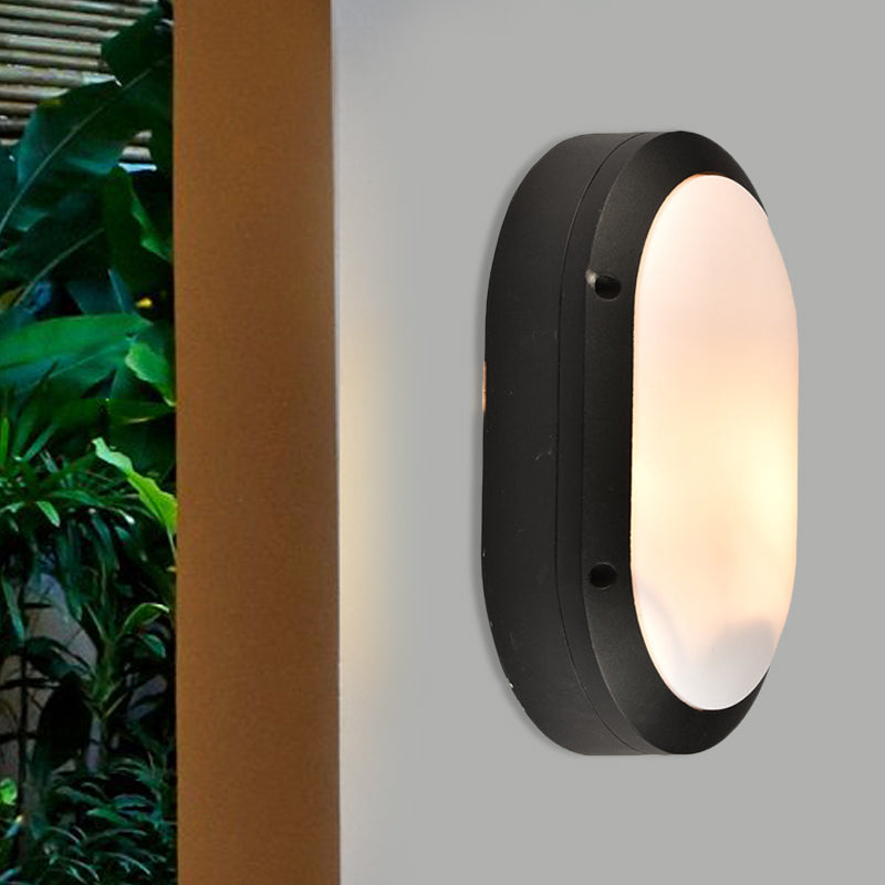 Skørter | 1 Light Wall Lamp Classic Style Elliptical Opal Glass Wall Mounted Lighting in Black with/without Frame
