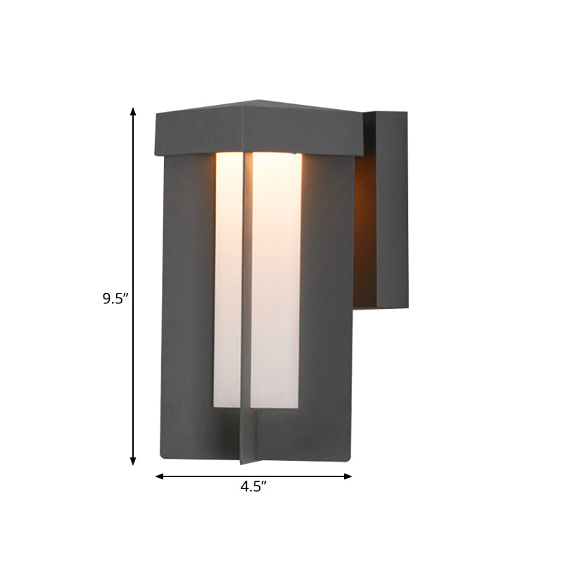 Skørter | 1 Lamp Rectangular Wall Lamp Traditional Gray Design Aluminum Surface Wall Fixture with Cream Glass Shade