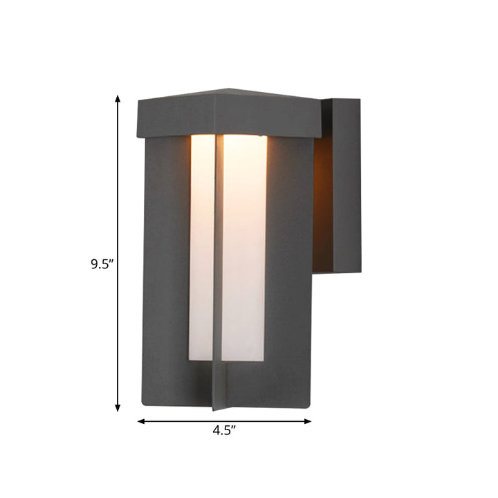 Skørter | 1 Lamp Rectangular Wall Lamp Traditional Gray Design Aluminum Surface Wall Fixture with Cream Glass Shade
