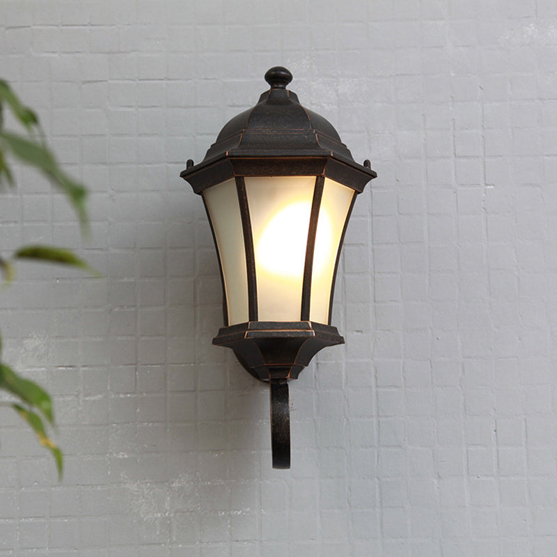 Skørter | Frosted Glass Black Wall Lamp Lantern Shape 1 Head Traditional Wall Lamp