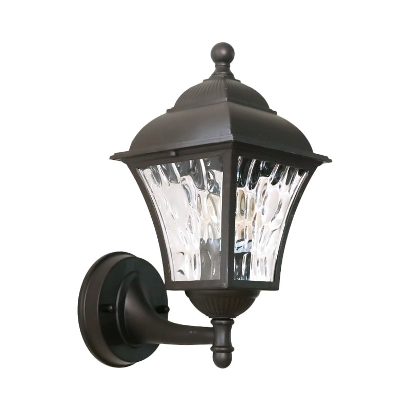 Skørter | 1-Pear Wall Lighting Fixture Country House Garden Wall Light with Lantern Clear Glass-Dimpled Shade in Dark Coffee