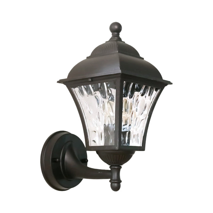 Skørter | 1-Pear Wall Lighting Fixture Country House Garden Wall Light with Lantern Clear Glass-Dimpled Shade in Dark Coffee