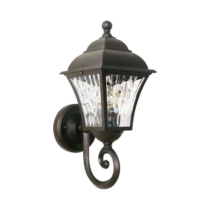Skørter | 1-Pear Wall Lighting Fixture Country House Garden Wall Light with Lantern Clear Glass-Dimpled Shade in Dark Coffee