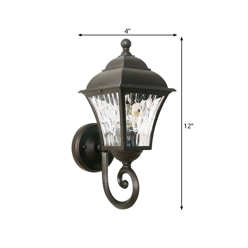 Skørter | 1-Pear Wall Lighting Fixture Country House Garden Wall Light with Lantern Clear Glass-Dimpled Shade in Dark Coffee