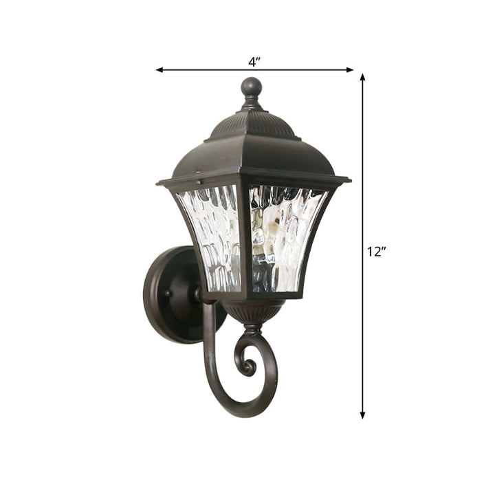 Skørter | 1-Pear Wall Lighting Fixture Country House Garden Wall Light with Lantern Clear Glass-Dimpled Shade in Dark Coffee
