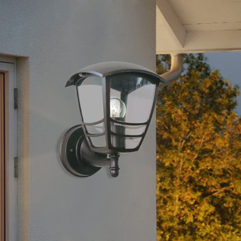 Skørter | Dark coffee 1-Light Wall Lights Ideas Vintage Clear Glass Lantern Wall Light for Courtyard
