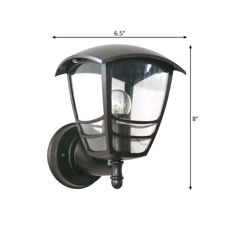 Skørter | Dark coffee 1-Light Wall Lights Ideas Vintage Clear Glass Lantern Wall Light for Courtyard