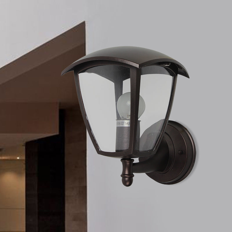 Skørter | Dark coffee 1-Light Wall Lights Ideas Vintage Clear Glass Lantern Wall Light for Courtyard