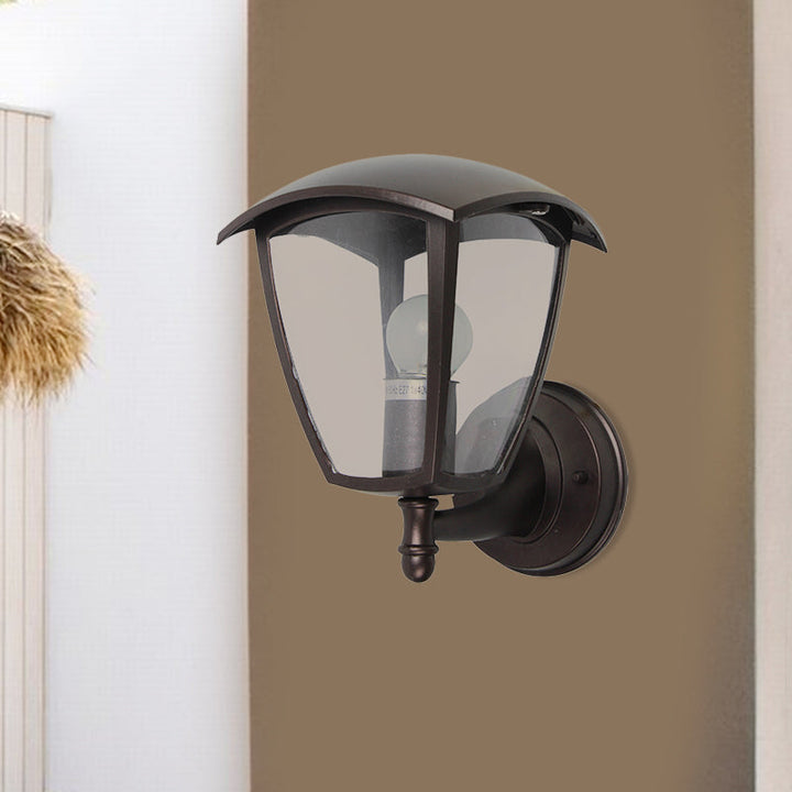 Skørter | Dark coffee 1-Light Wall Lights Ideas Vintage Clear Glass Lantern Wall Light for Courtyard