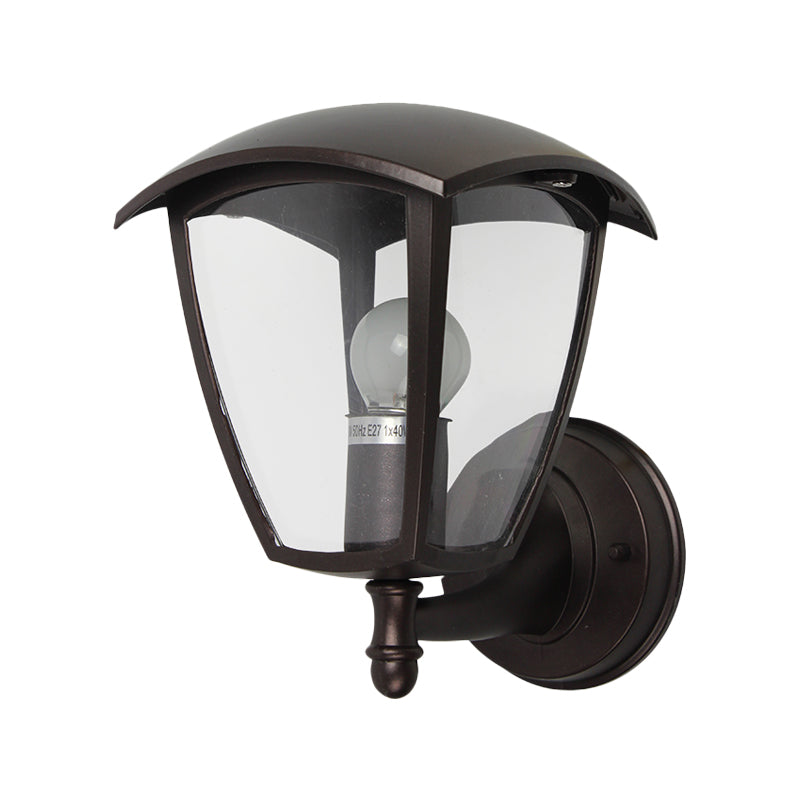 Skørter | Dark coffee 1-Light Wall Lights Ideas Vintage Clear Glass Lantern Wall Light for Courtyard