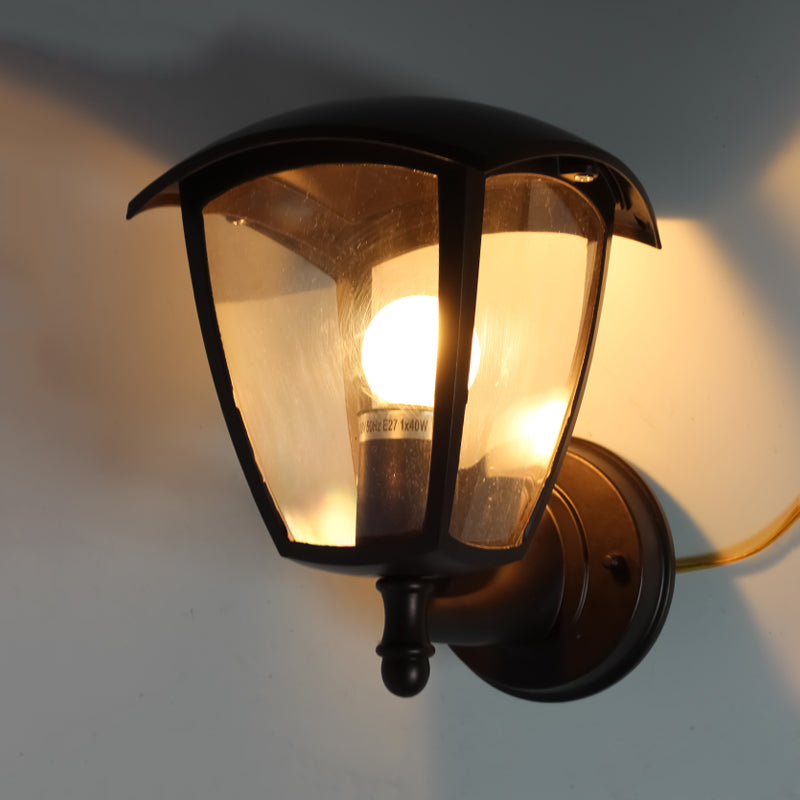 Skørter | Dark coffee 1-Light Wall Lights Ideas Vintage Clear Glass Lantern Wall Light for Courtyard