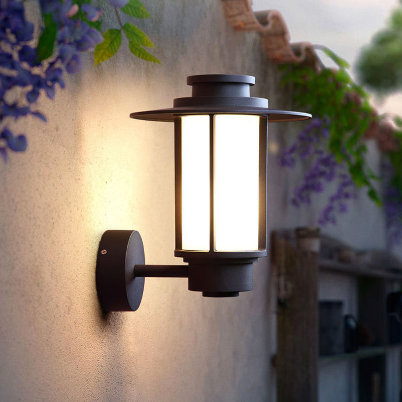 Skørter | 1 Light White Glass Wall Mounted Lighting Lodge Style Coffee Finish Outdoor Wall Sconce Light