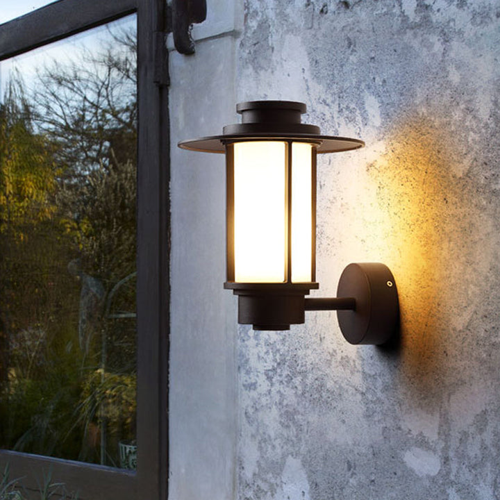 Skørter | 1 Light White Glass Wall Mounted Lighting Lodge Style Coffee Finish Outdoor Wall Sconce Light