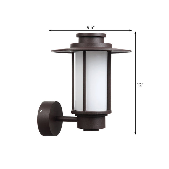 Skørter | 1 Light White Glass Wall Mounted Lighting Lodge Style Coffee Finish Outdoor Wall Sconce Light