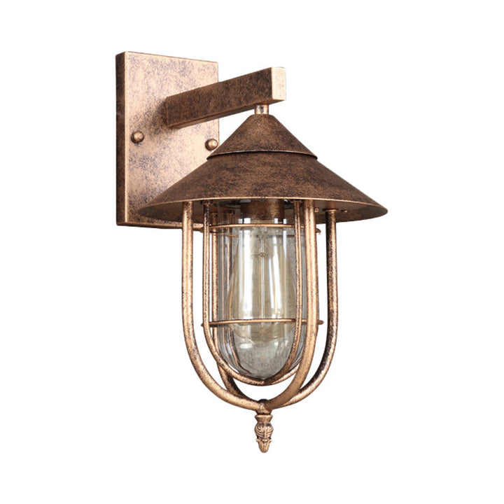 Skørter | Clear Glass Black/Bronze Wall Hanging Lamp Capsule 1 Light Vintage-Style Wall Light with Metal Cage