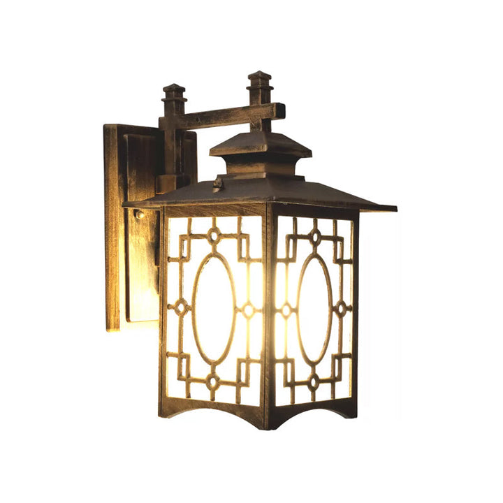 Skørter | 1 Cup Frosted Glass Wall Lighting Rustic Black/Bronze Lantern Shaped Courtyard Wall Lamp