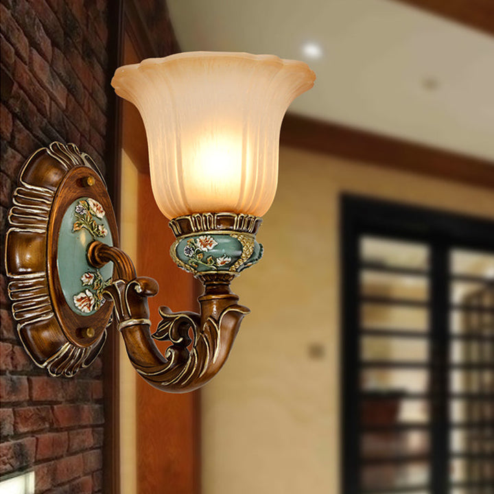Skørter | Peacock Green 1/2 Light Wall Lighting Fixture Vintage Plastic Scallop Wall Lamp with Glass Shade