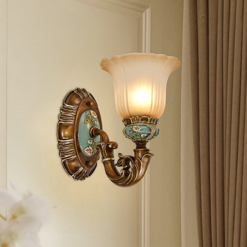 Skørter | Peacock Green 1/2 Light Wall Lighting Fixture Vintage Plastic Scallop Wall Lamp with Glass Shade