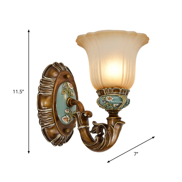 Skørter | Peacock Green 1/2 Light Wall Lighting Fixture Vintage Plastic Scallop Wall Lamp with Glass Shade
