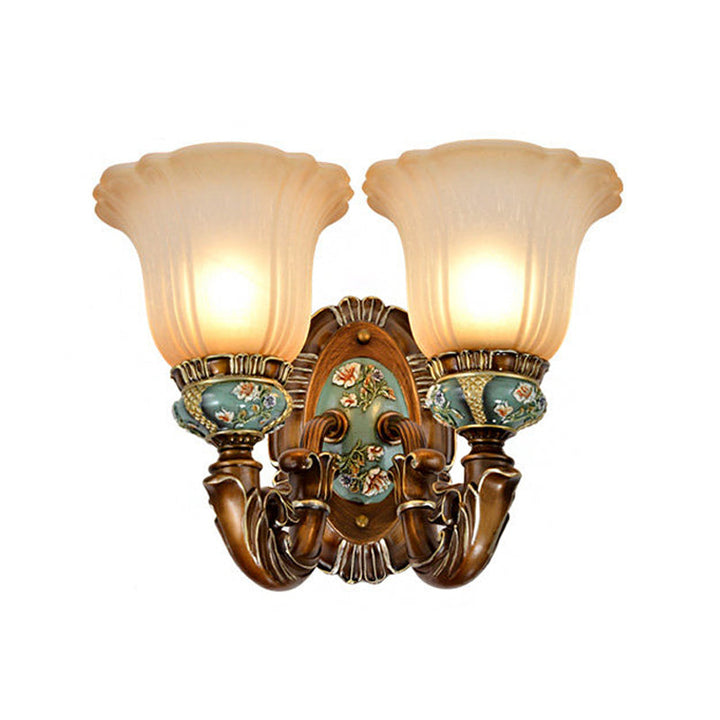 Skørter | Peacock Green 1/2 Light Wall Lighting Fixture Vintage Plastic Scallop Wall Lamp with Glass Shade