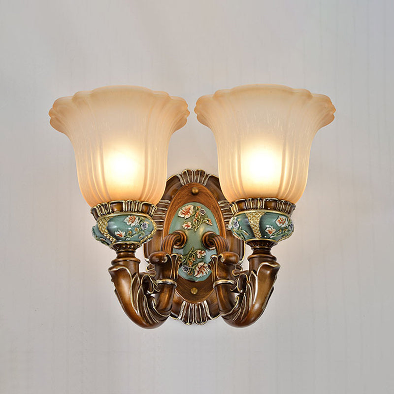 Skørter | Peacock Green 1/2 Light Wall Lighting Fixture Vintage Plastic Scallop Wall Lamp with Glass Shade