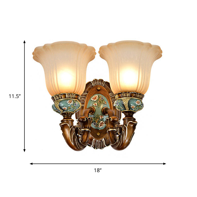 Skørter | Peacock Green 1/2 Light Wall Lighting Fixture Vintage Plastic Scallop Wall Lamp with Glass Shade