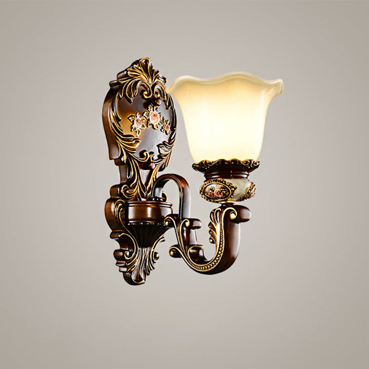Skørter | Scalloped Bedroom Wall Light Rustic Resin 1/2 Head Rust Wall Lamp with Curved Arm