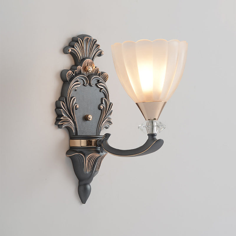 Skørter | 1/2 Lamps Wall Lighting Idea Vintage Cone White Ribbed Glass Wall Mounted Lamp for Living Room