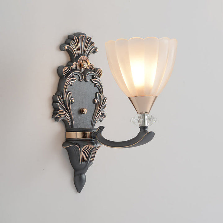 Skørter | 1/2 Lamps Wall Lighting Idea Vintage Cone White Ribbed Glass Wall Mounted Lamp for Living Room