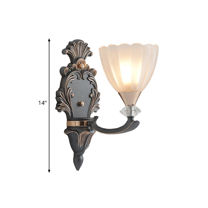 Skørter | 1/2 Lamps Wall Lighting Idea Vintage Cone White Ribbed Glass Wall Mounted Lamp for Living Room