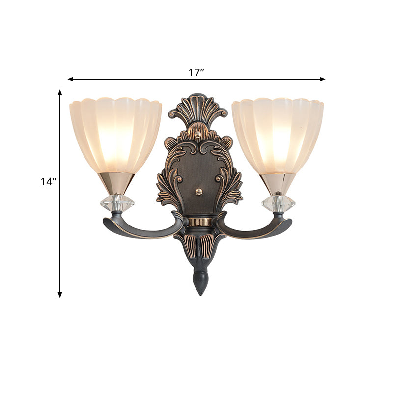 Skørter | 1/2 Lamps Wall Lighting Idea Vintage Cone White Ribbed Glass Wall Mounted Lamp for Living Room