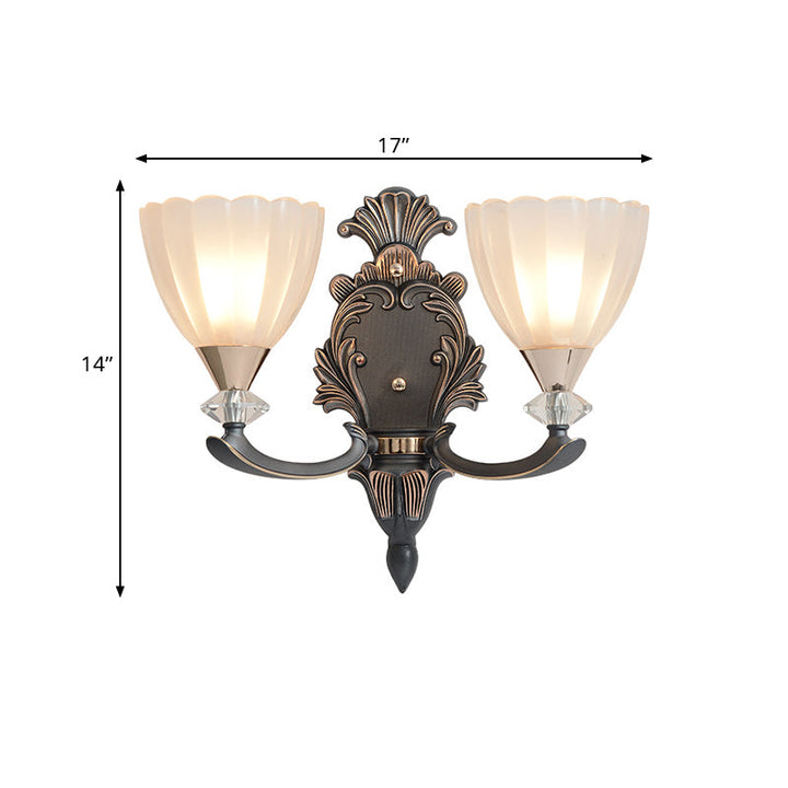 Skørter | 1/2 Lamps Wall Lighting Idea Vintage Cone White Ribbed Glass Wall Mounted Lamp for Living Room