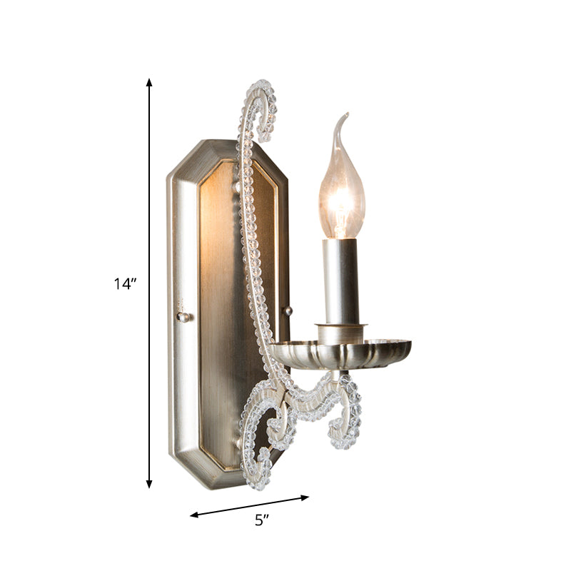 Skørter | Silver Candle Holder Wall Lighting Traditional Crystal Chain 1/2 Lamp Bedroom Wall Light Fixture
