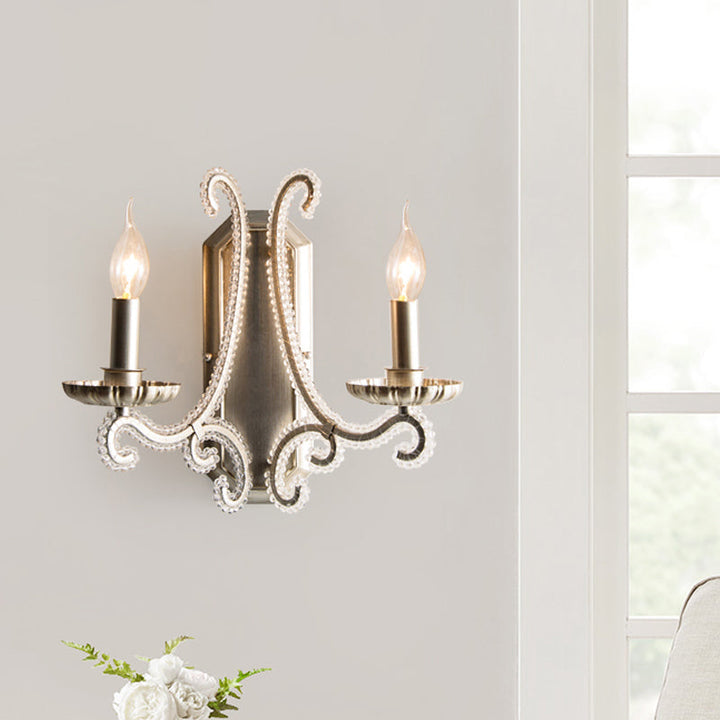Skørter | Silver Candle Holder Wall Lighting Traditional Crystal Chain 1/2 Lamp Bedroom Wall Light Fixture