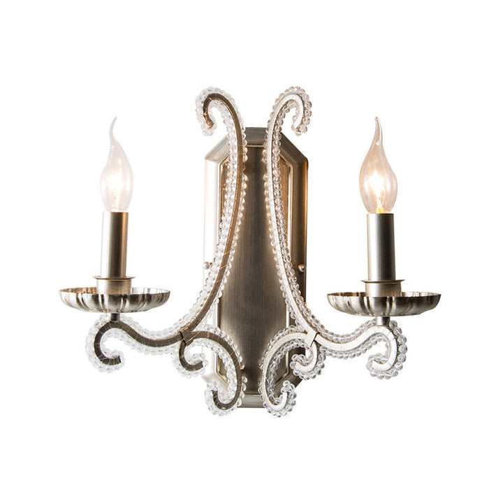 Skørter | Silver Candle Holder Wall Lighting Traditional Crystal Chain 1/2 Lamp Bedroom Wall Light Fixture