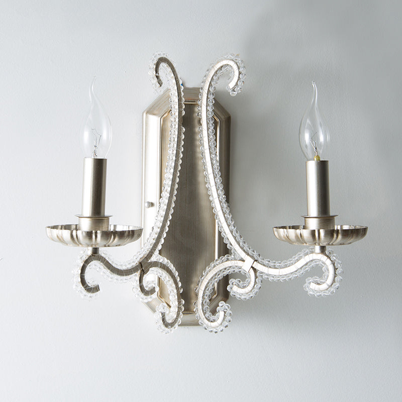 Skørter | Silver Candle Holder Wall Lighting Traditional Crystal Chain 1/2 Lamp Bedroom Wall Light Fixture