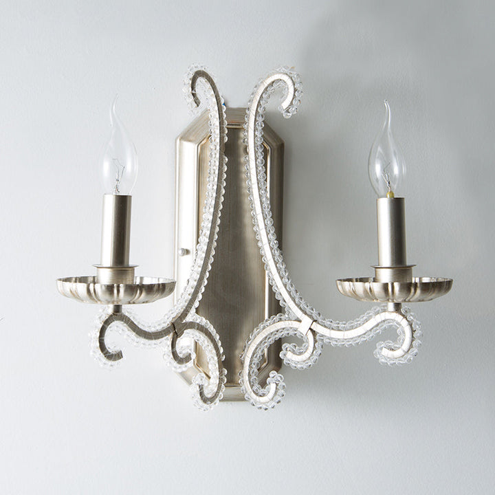 Skørter | Silver Candle Holder Wall Lighting Traditional Crystal Chain 1/2 Lamp Bedroom Wall Light Fixture