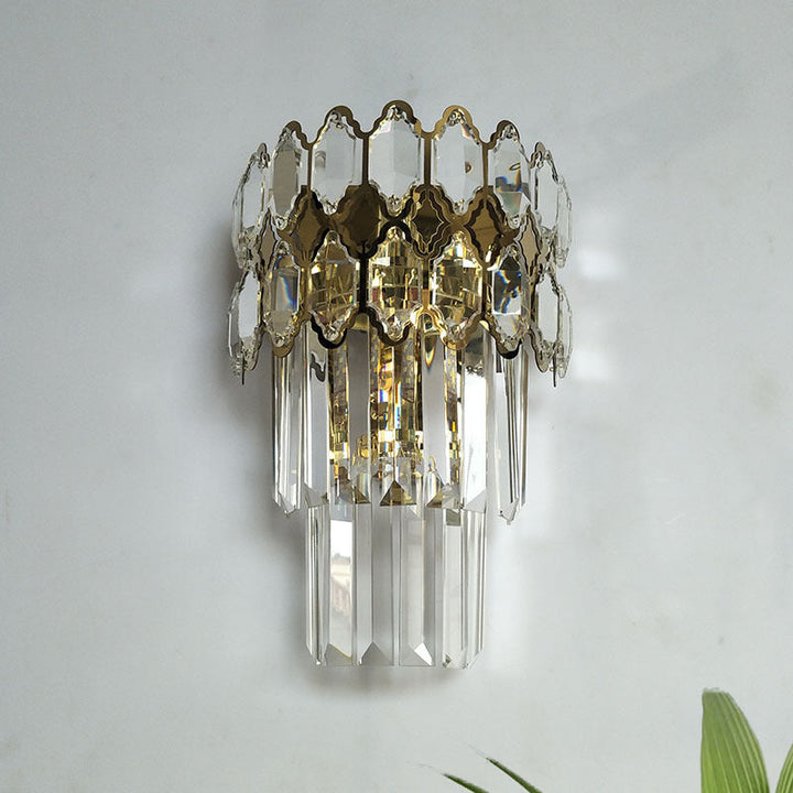 Skørter | Crystal Gold Wall Lighting Fixture Layered 2 Lights Traditional Wall Sconce Light for Living Room