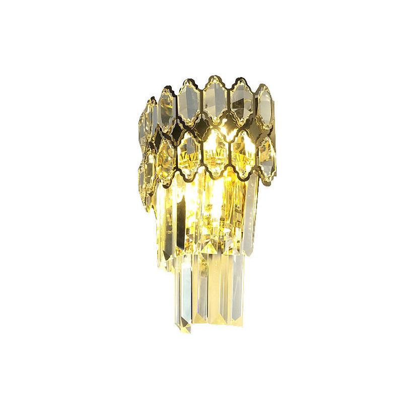 Skørter | Crystal Gold Wall Lighting Fixture Layered 2 Lights Traditional Wall Sconce Light for Living Room