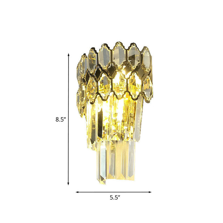 Skørter | Crystal Gold Wall Lighting Fixture Layered 2 Lights Traditional Wall Sconce Light for Living Room