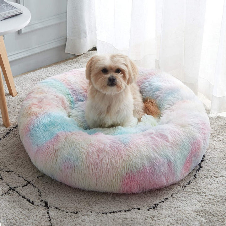 Lisslune | Beef Rainbow Extra Plush Calming Donut Dog Beds