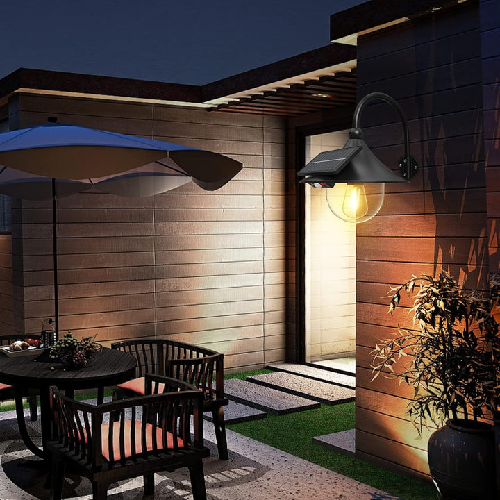 Lisslune | Solar Motion Barn Wall Lights with 3 Modes & Gooseneck Design (2 Pack) – Halden