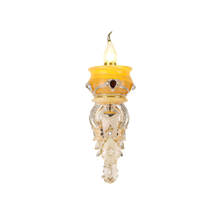 Skørter | Candle holder Jade Wall lamp Wall lamp Vintage 1/2 Head Bedroom Wall light Fixture in Gold with Crystal Drops