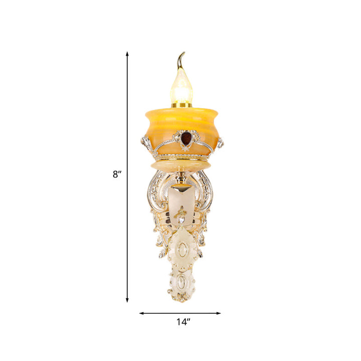 Skørter | Candle holder Jade Wall lamp Wall lamp Vintage 1/2 Head Bedroom Wall light Fixture in Gold with Crystal Drops