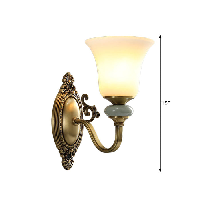 Skørter | 1/2-Pear Frosted Glass Wall Mount Lamp Vintage Brass Finish Bell Nightstand Above Wall Lighting Idea