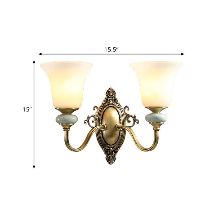 Skørter | 1/2-Pear Frosted Glass Wall Mount Lamp Vintage Brass Finish Bell Nightstand Above Wall Lighting Idea