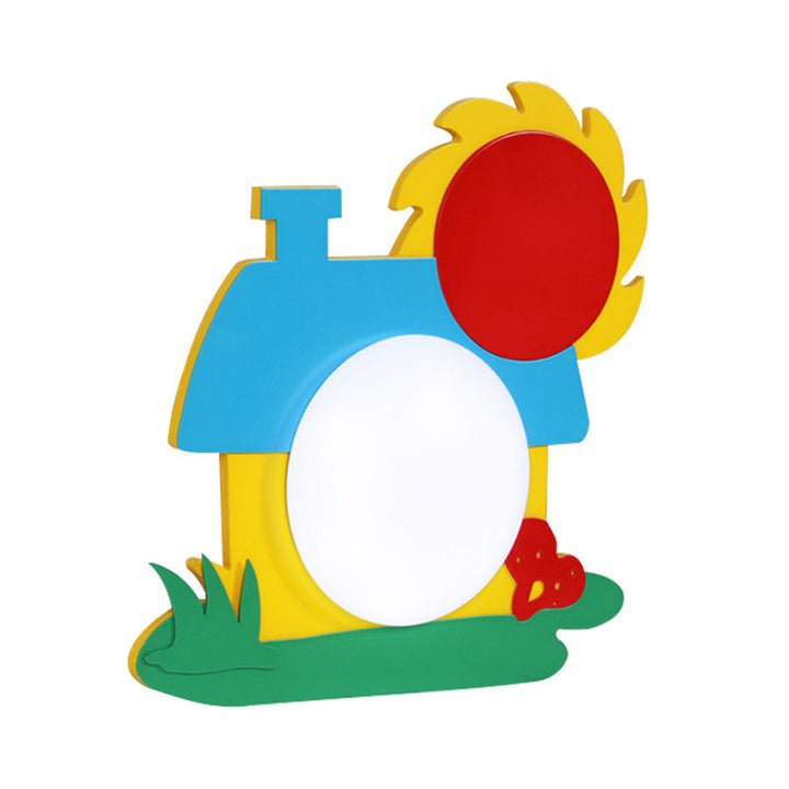 Skørter | Cartoon House Wall Lamp Wooden LED Children’s Room Wall Light with Acrylic Shade in Red-Yellow-Blue