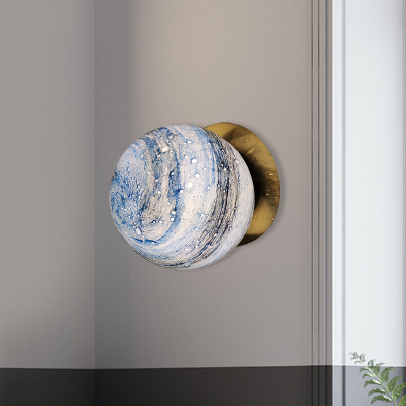 Skørter | Planet Frosted Glass Wall Lamp Creative Yellow/Blue LED Wall Lamp Lighting Fixture for Bedroom