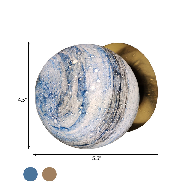 Skørter | Planet Frosted Glass Wall Lamp Creative Yellow/Blue LED Wall Lamp Lighting Fixture for Bedroom