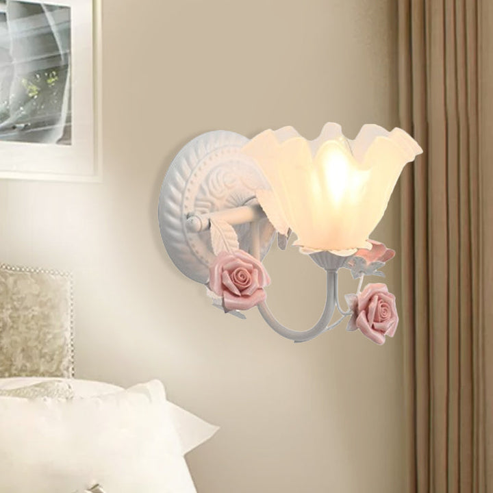 Skørter | Blossom Bedside Wall Lighting Ideas Country Matte Glass 1-Light Blue/Pink Wall Lamp Fixture